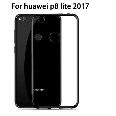 Силиконови гърбове Силиконови гърбове за Huawei Луксозен силиконов гръб ТПУ кристално прозрачен за Huawei Honor 8 Lite PRA-LX1 / Huawei P9 Lite 2017 PRA-LX1 / Huawei P8 Lite 2017 PRA-LX1 черен кант